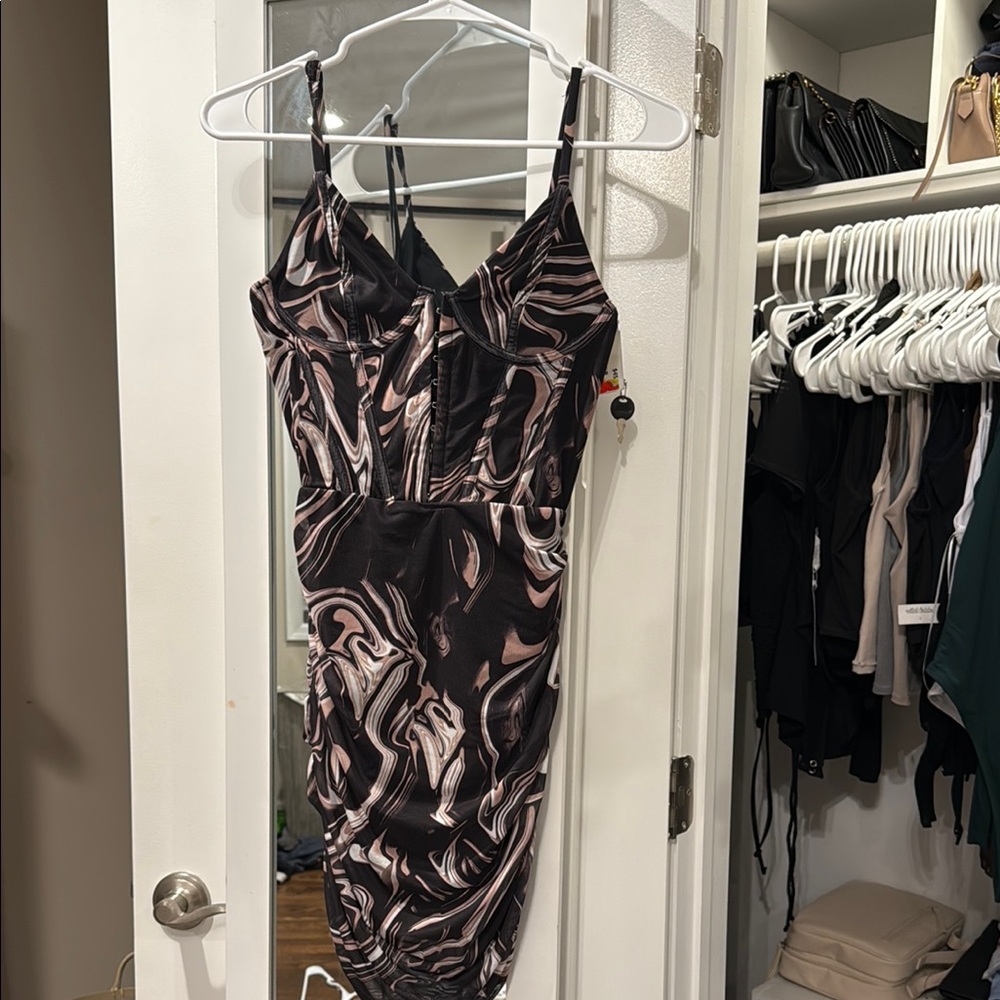 Black and brown Swirl Dress